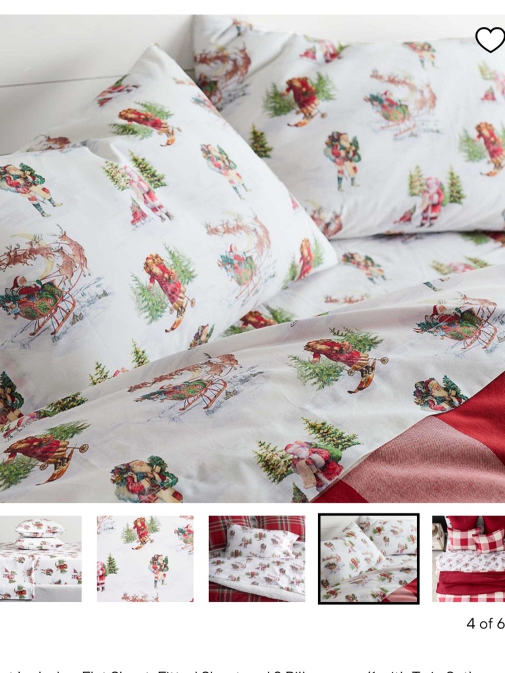 Pottery Barn Nostalgic Santa King Percale Pillowcases Set of 2